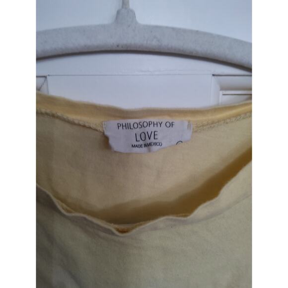 $Women's yellow crop top SZ LG Happy smiley face Philosophy of love brand - Picture 3 of 5